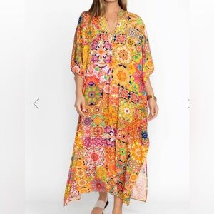 NWT Johnny Was|| KALEIDA KAFTAN, S/M, Rainbow Boho, MSRP $298, Cover up